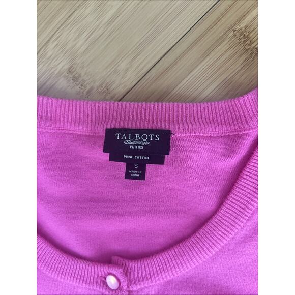 Talbots Prima Cotton Pink Button Up Cardigan Classic Preppy Soft Girl Sz S - Picture 2 of 5